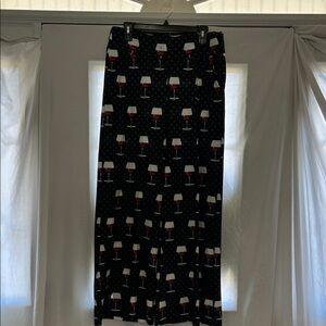 Source Unknown Black Wine Glass Print Lounge pants